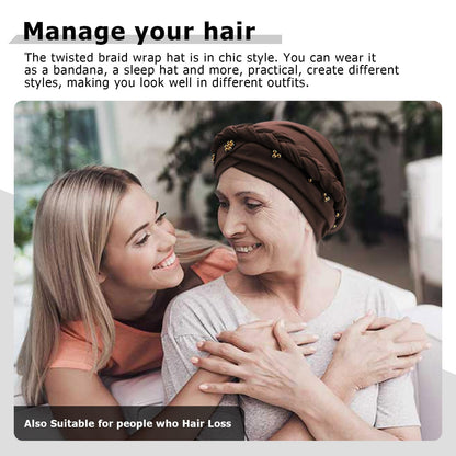 African Women Turban Caps Pre-Tied Twisted Turbans Head Scarf for Women Hair Wraps Cover Beanie Cancer Chemo Headwear