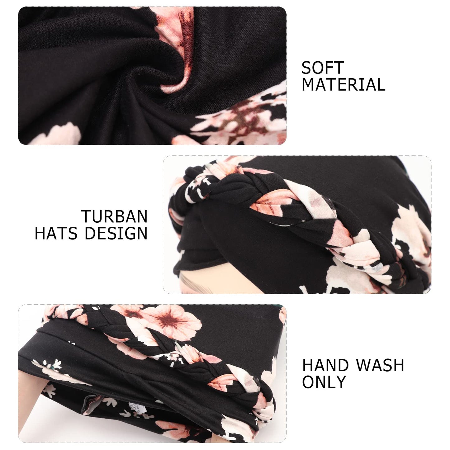 African Women Turban Caps Pre-Tied Twisted Turbans Head Scarf for Women Hair Wraps Cover Beanie Cancer Chemo Headwear