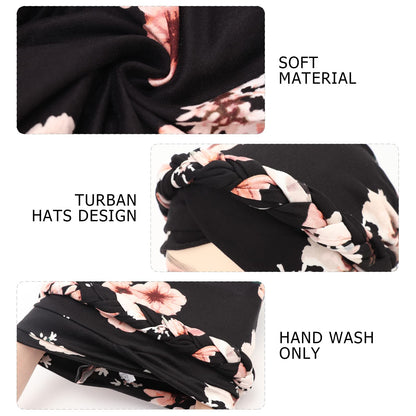 African Women Turban Caps Pre-Tied Twisted Turbans Head Scarf for Women Hair Wraps Cover Beanie Cancer Chemo Headwear