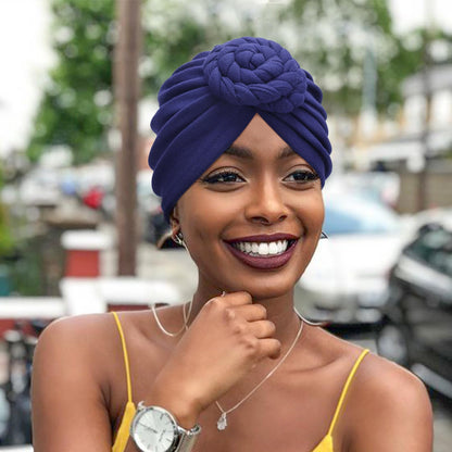 DRESHOW 5 Pack Knotted Headwraps for Women African Turban Pre-Knotted Beanie Headwraps Hair Covers