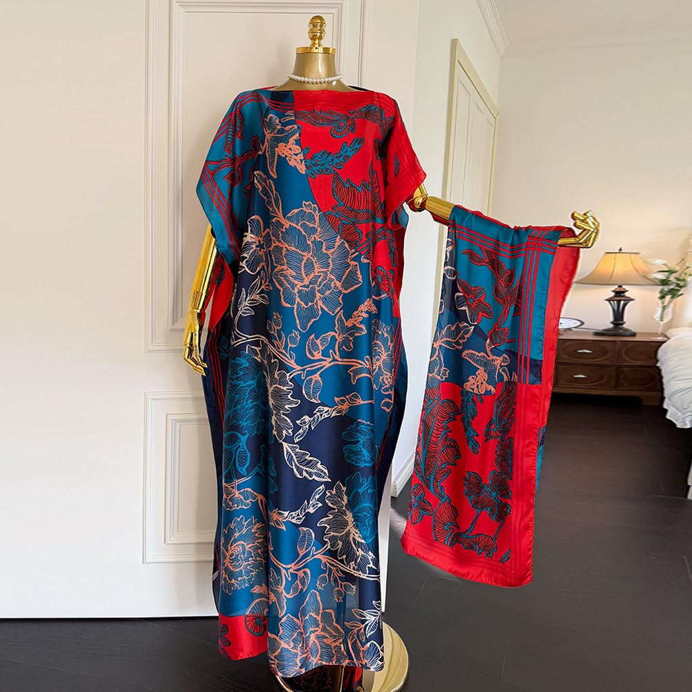 Moo Moos for Women Kaftan Dresses+Scarf for Women Plus Size Bathing Suit Cover up Caftan Maxi Beach Dresses