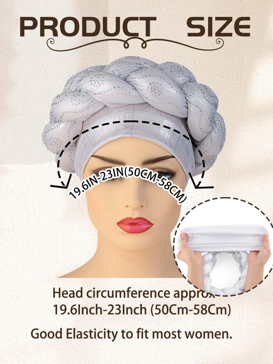 Woeoe African Headwrap Gold Braided Turbans for Women
