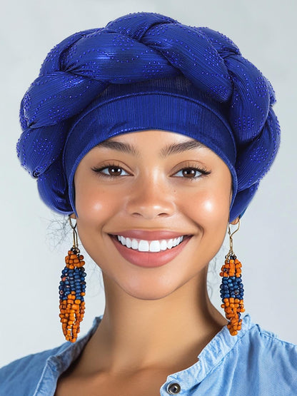 Woeoe African Headwrap Gold Braided Turbans for Women