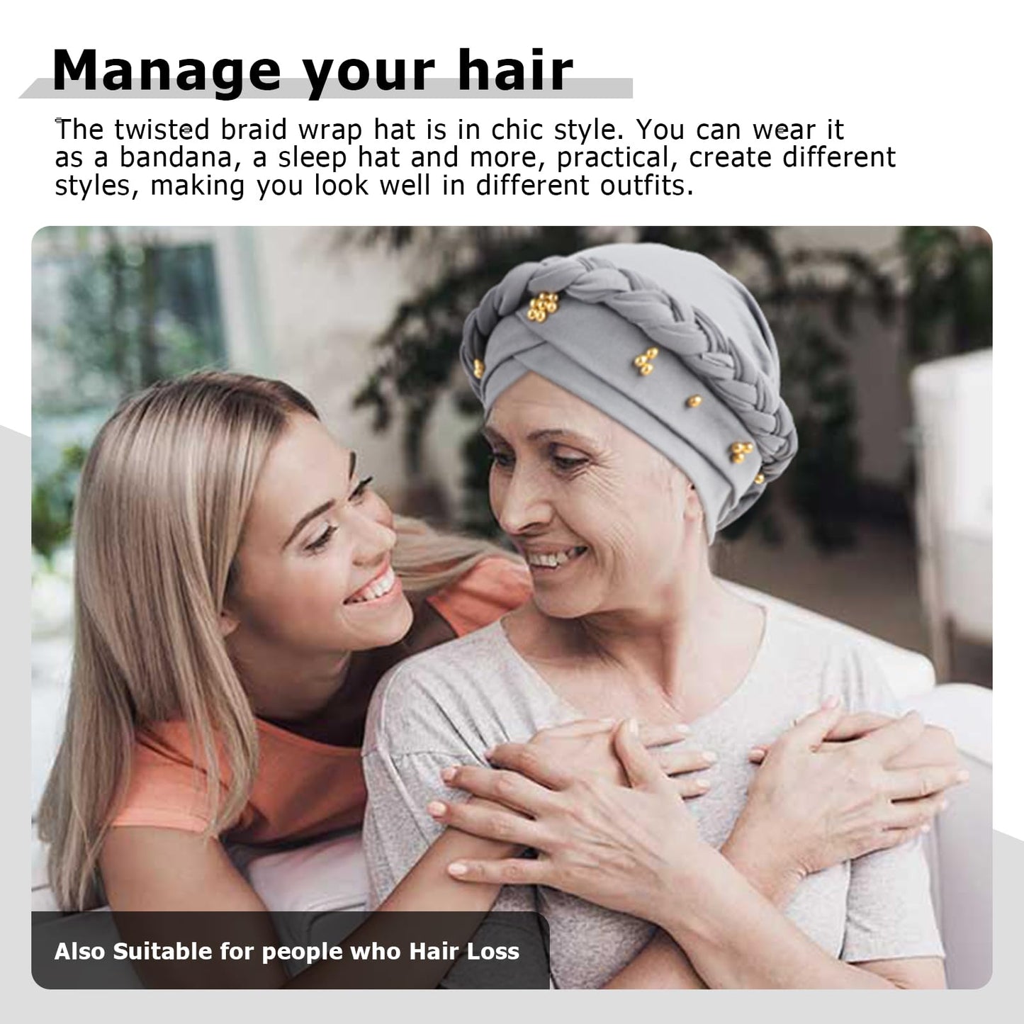 African Women Turban Caps Pre-Tied Twisted Turbans Head Scarf for Women Hair Wraps Cover Beanie Cancer Chemo Headwear