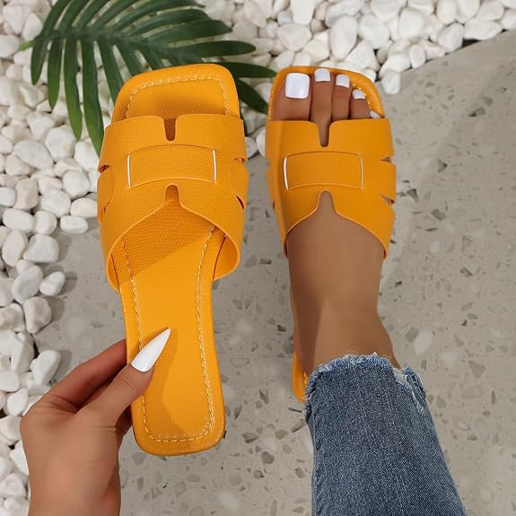 Women's Dressy Casual Flat Sandals, Elegant Comfortable Slip-On Slides with Textured Upper, Versatile Dressy Style for Everyday Wear (Copy) (Copy) (Copy) (Copy) (Copy)