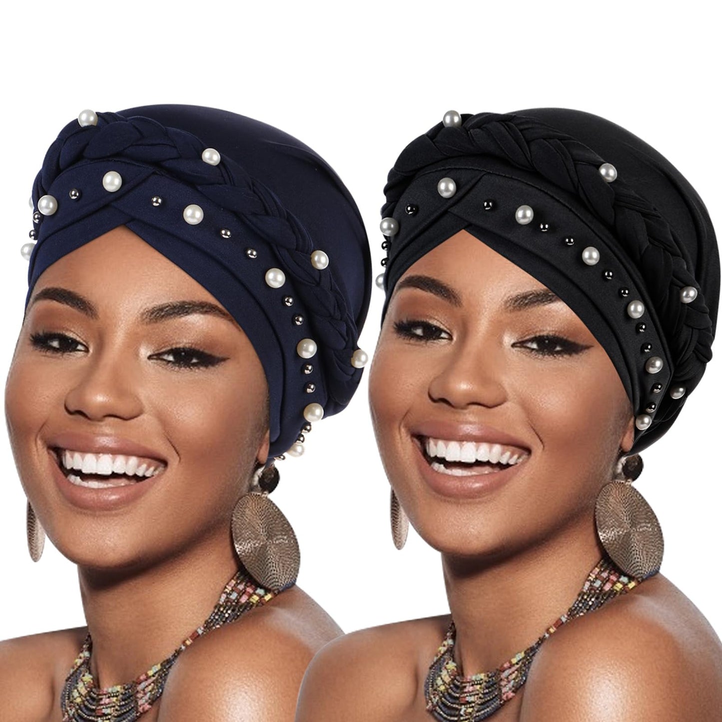 African Women Turban Caps Pre-Tied Twisted Turbans Head Scarf for Women Hair Wraps Cover Beanie Cancer Chemo Headwear