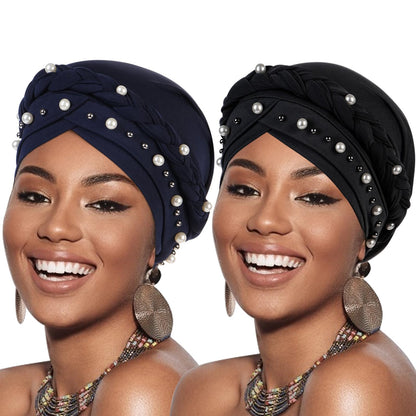 African Women Turban Caps Pre-Tied Twisted Turbans Head Scarf for Women Hair Wraps Cover Beanie Cancer Chemo Headwear