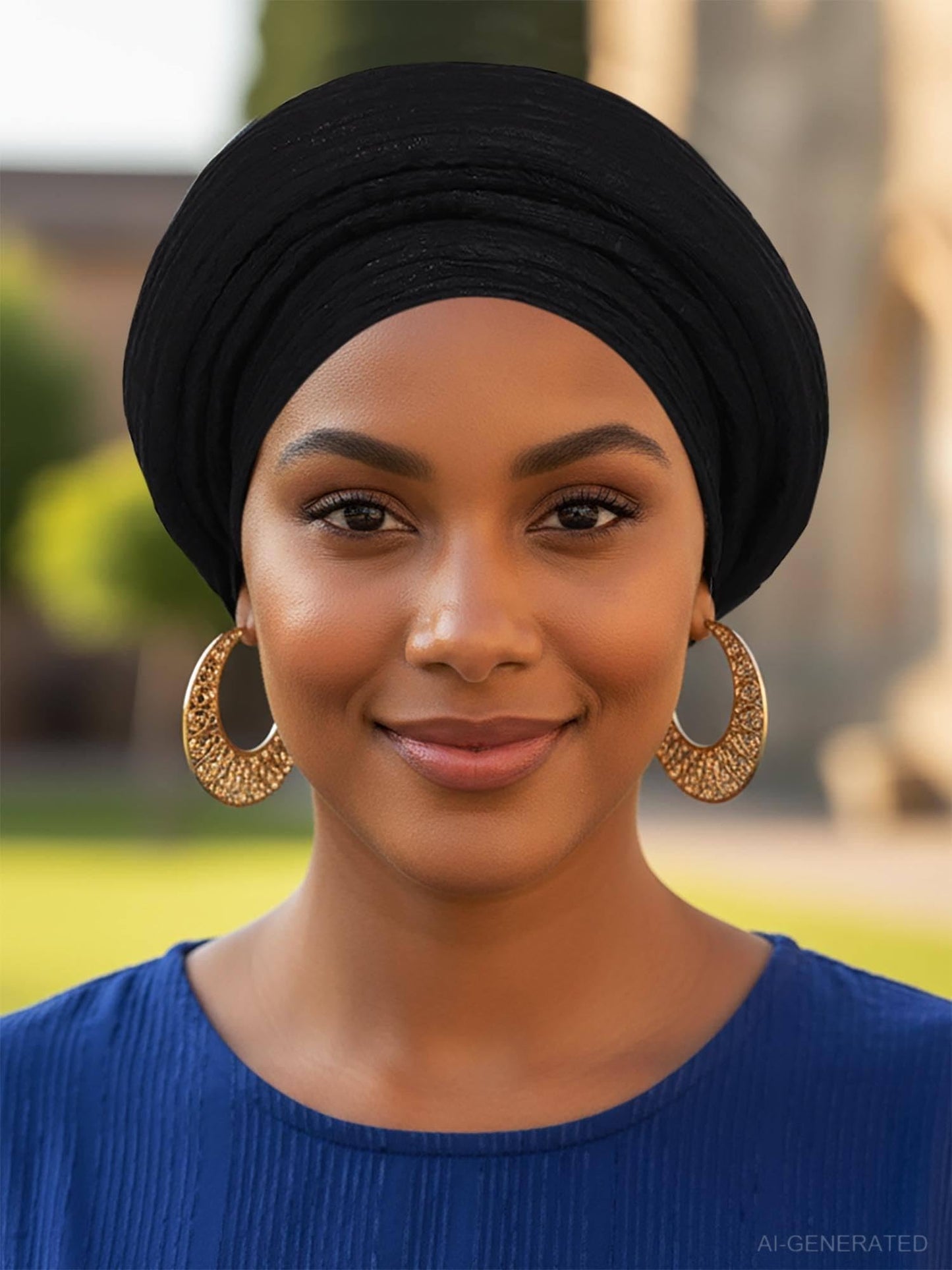 Woeoe African Head Wraps for Black Women Gold Pre Tied Headdress Wedding Turban Hats