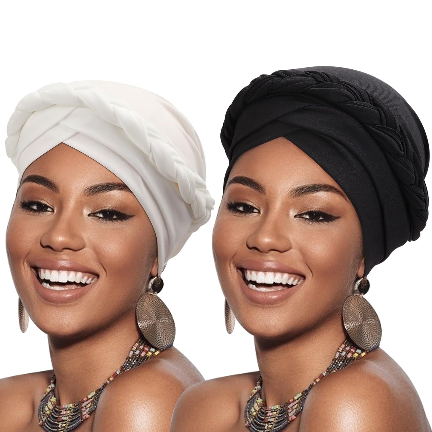 African Women Turban Caps Pre-Tied Twisted Turbans Head Scarf for Women Hair Wraps Cover Beanie Cancer Chemo Headwear