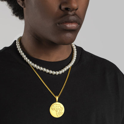 GOLDCHIC JEWELRY Africa Map Necklace for Men, Stainless Steel African Tribal/Egyptian Eye of Horus/I LOVE AFRICA/Elephant Map Hiphop Jewelry Unisex with 22'+2'Adjustable Chain
