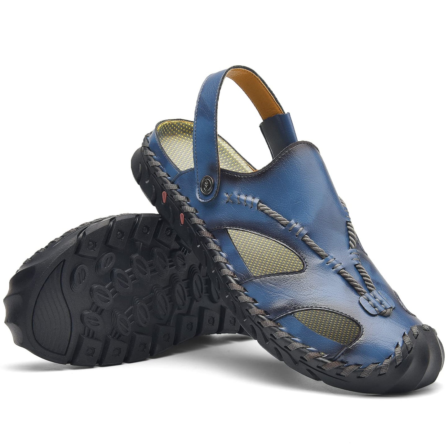 Shaire Men'S Sandals Outdoor Leather Closed Toe Beach Shoes