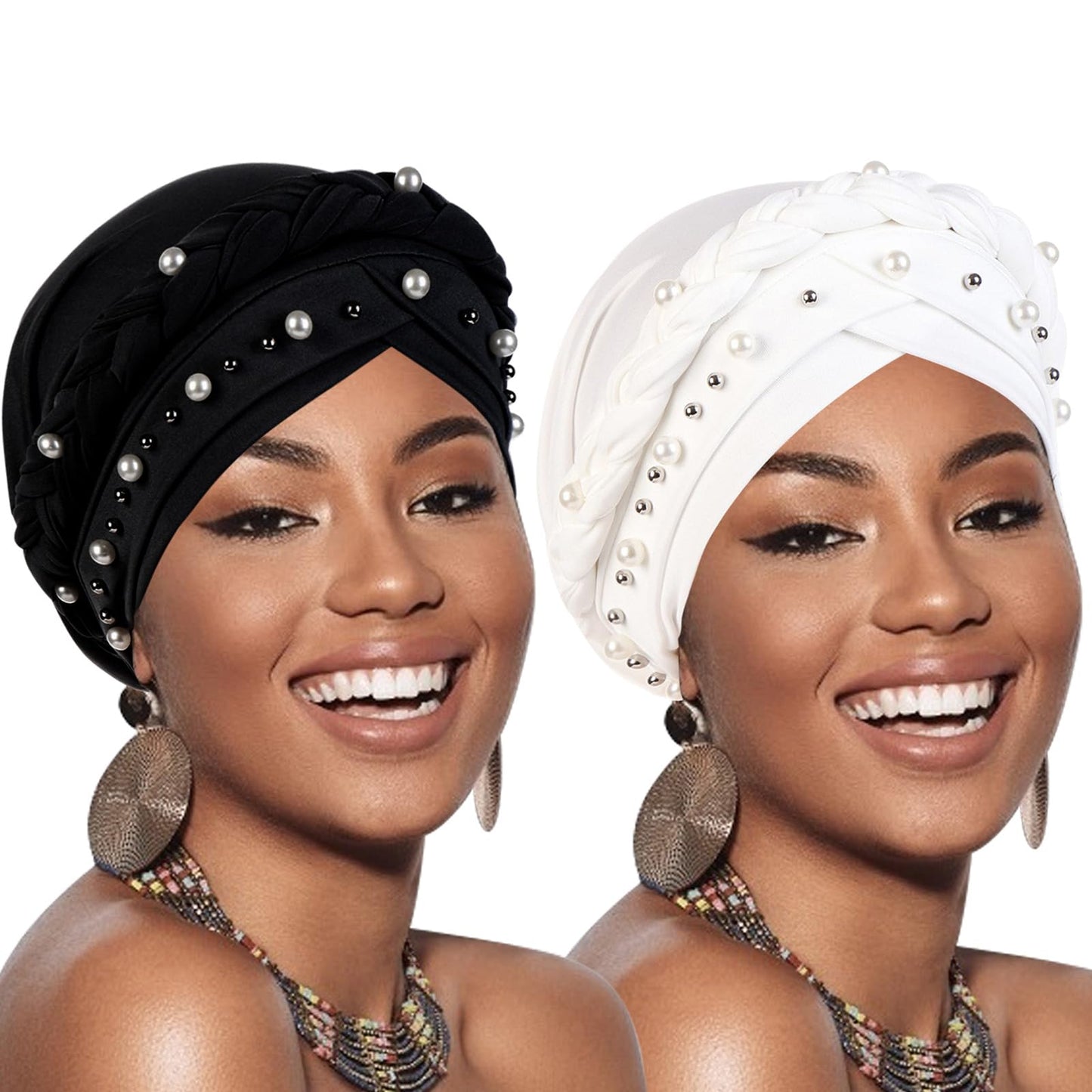 African Women Turban Caps Pre-Tied Twisted Turbans Head Scarf for Women Hair Wraps Cover Beanie Cancer Chemo Headwear