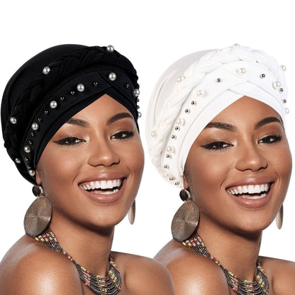 African Women Turban Caps Pre-Tied Twisted Turbans Head Scarf for Women Hair Wraps Cover Beanie Cancer Chemo Headwear