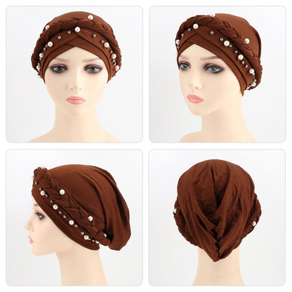 African Women Turban Caps Pre-Tied Twisted Turbans Head Scarf for Women Hair Wraps Cover Beanie Cancer Chemo Headwear