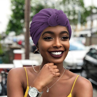 DRESHOW 5 Pack Knotted Headwraps for Women African Turban Pre-Knotted Beanie Headwraps Hair Covers
