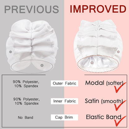 Babalet Stretch Turban Hats for Women, African Double-Layered Headwraps Soft Pre Tied Pleated Ruffled Hat