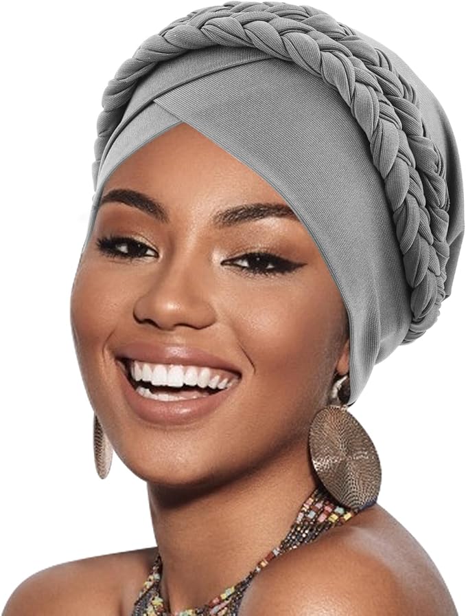 African Women Turban Caps Beanie Twist Headscarf Pre-Tied Double Twisted Braid Hair Cover Wrap Hat Chemo Cancer Cap