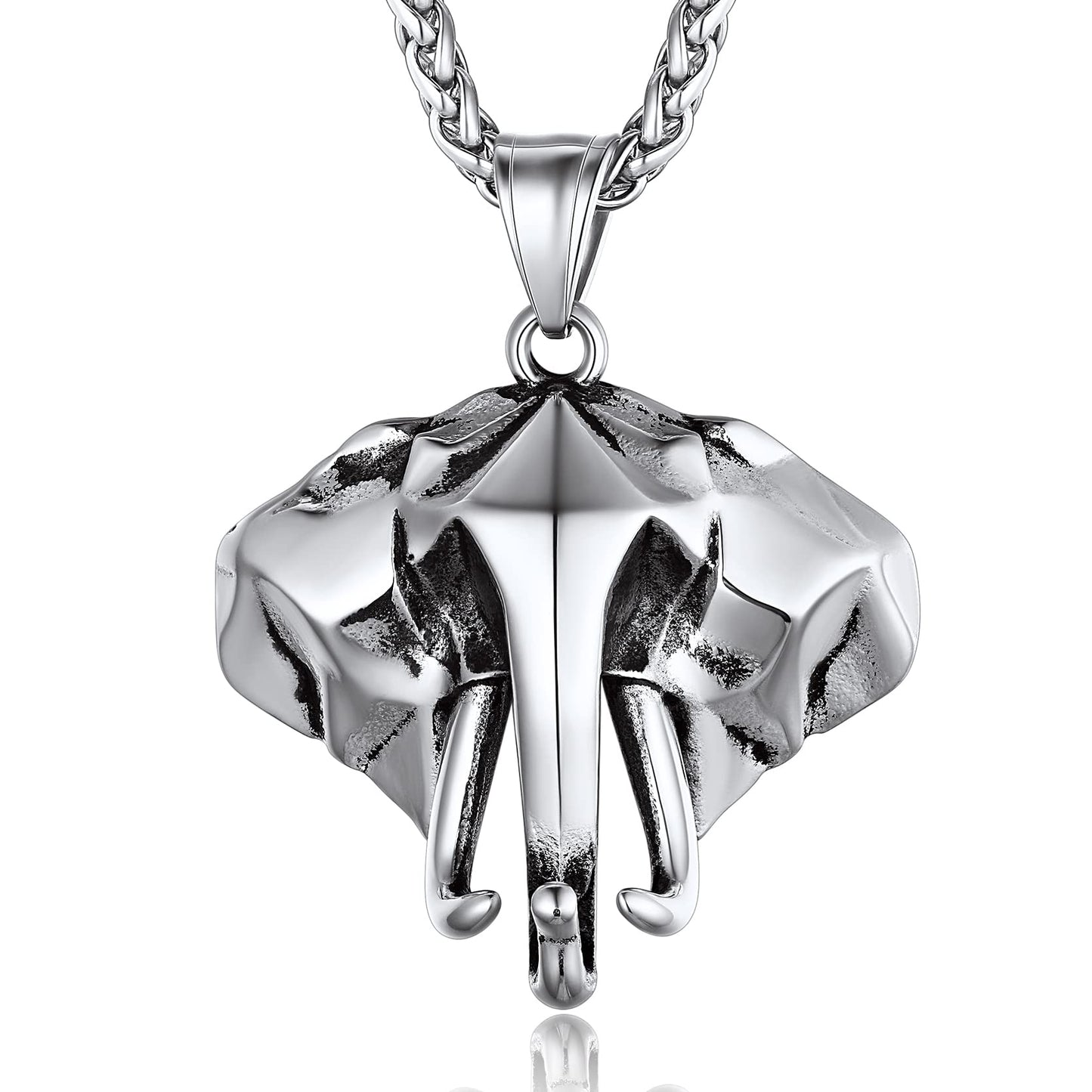 GOLDCHIC JEWELRY Africa Map Necklace for Men, Stainless Steel African Tribal/Egyptian Eye of Horus/I LOVE AFRICA/Elephant Map Hiphop Jewelry Unisex with 22'+2'Adjustable Chain