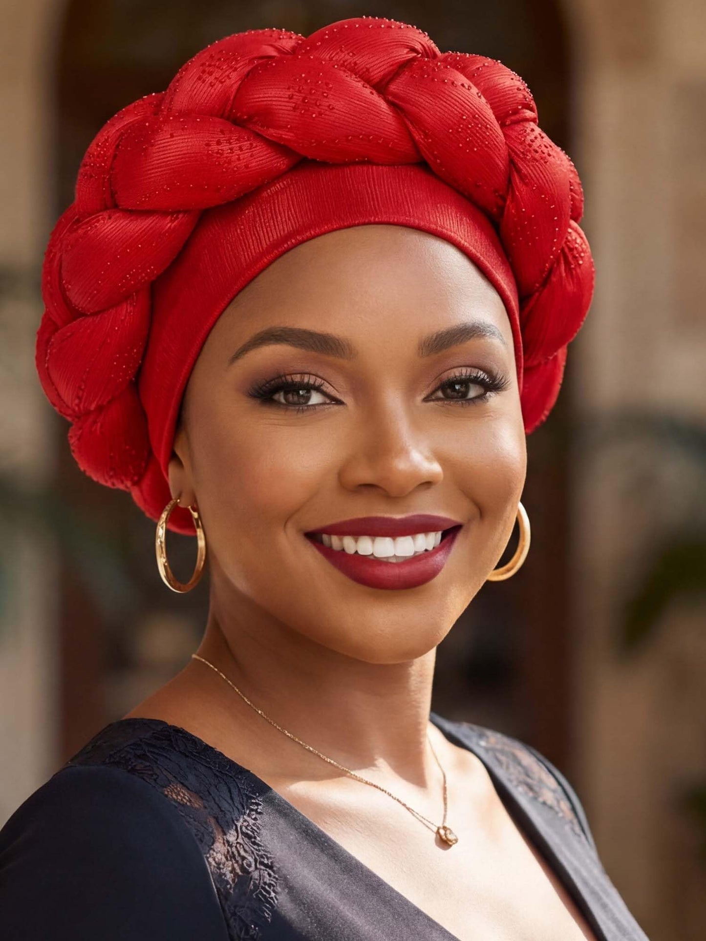 Woeoe African Headwrap Gold Braided Turbans for Women