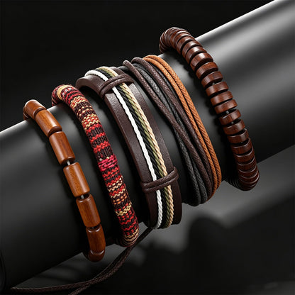 Gothic Bracelet Adjustable Punk Braided Leather Multilayer Grunge Set Bracelets Emo Metal Cuff Wrap Bangles Meaningful Gift