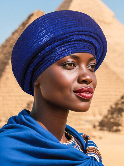 Woeoe African Head Wraps for Black Women Gold Pre Tied Headdress Wedding Turban Hats