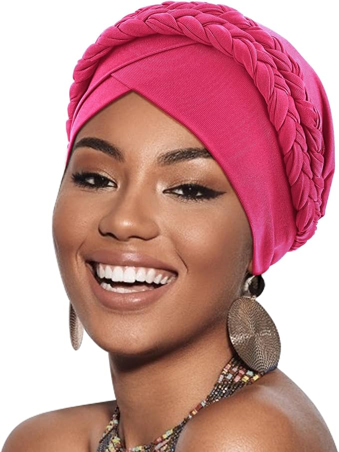 African Women Turban Caps Beanie Twist Headscarf Pre-Tied Double Twisted Braid Hair Cover Wrap Hat Chemo Cancer Cap