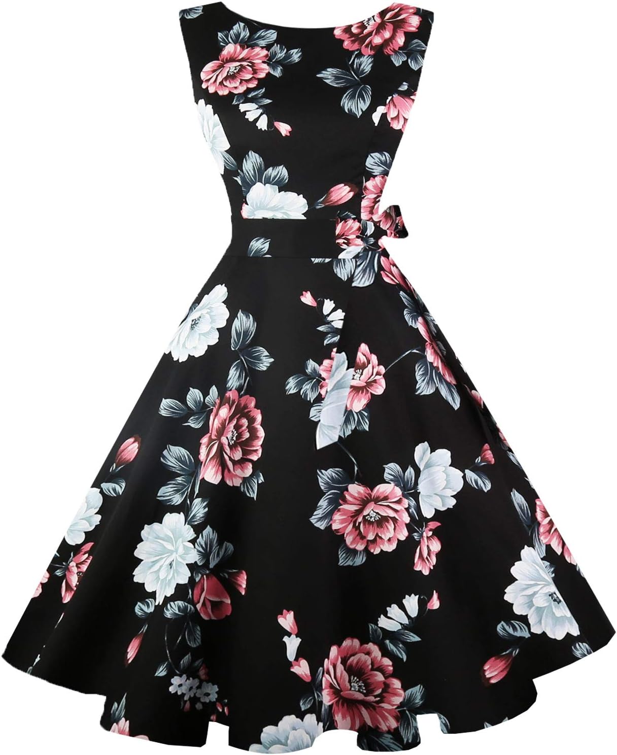 Hanpceirs Women's Boatneck Sleeveless Swing Vintage 1950s Cocktail Dress New
