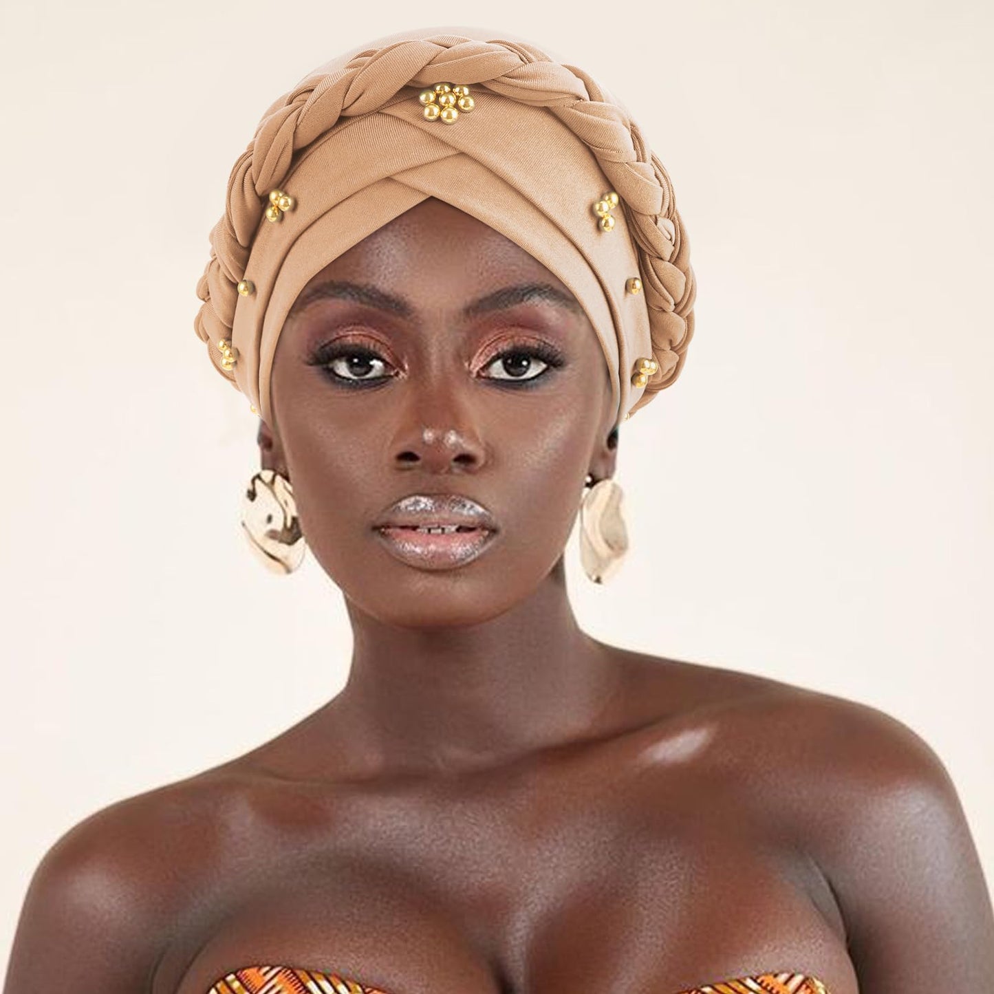 African Women Turban Caps Pre-Tied Twisted Turbans Head Scarf for Women Hair Wraps Cover Beanie Cancer Chemo Headwear