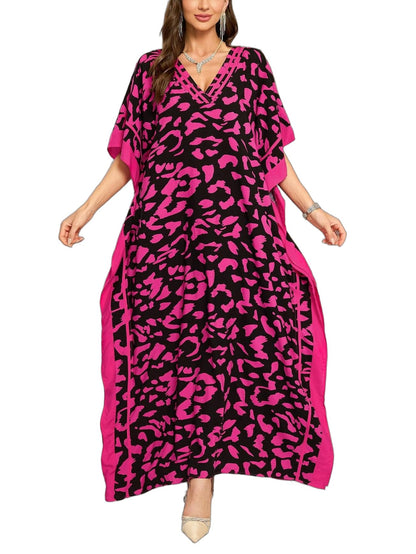 KECVOT Kaftan Dresses for Women V-Neck Print Swimsuit Cover Up Plus Size Beach Caftan Lounge Dress