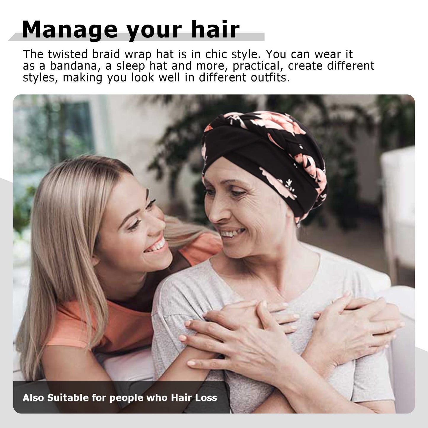 African Women Turban Caps Pre-Tied Twisted Turbans Head Scarf for Women Hair Wraps Cover Beanie Cancer Chemo Headwear