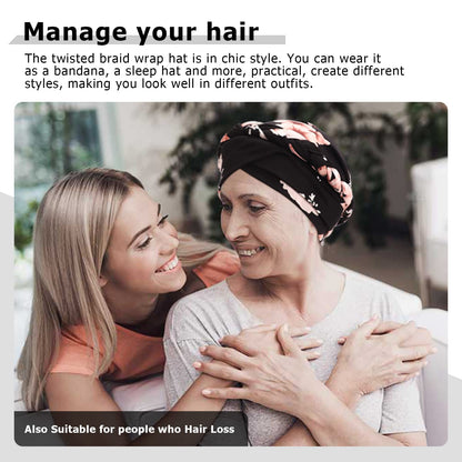 African Women Turban Caps Pre-Tied Twisted Turbans Head Scarf for Women Hair Wraps Cover Beanie Cancer Chemo Headwear