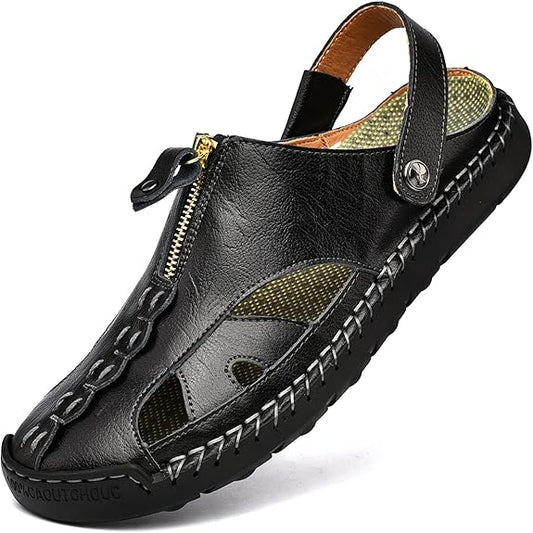 Shaire Men'S Sandals Outdoor Leather Closed Toe Beach Shoes