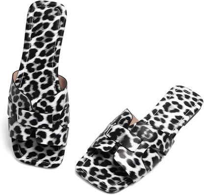 Women's Dressy Casual Flat Sandals, Elegant Comfortable Slip-On Slides with Textured Upper, Versatile Dressy Style for Everyday Wear