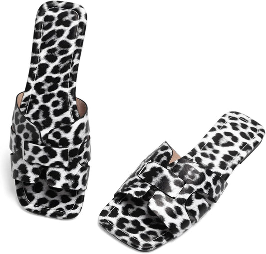 Women's Dressy Casual Flat Sandals, Elegant Comfortable Slip-On Slides with Textured Upper, Versatile Dressy Style for Everyday Wear