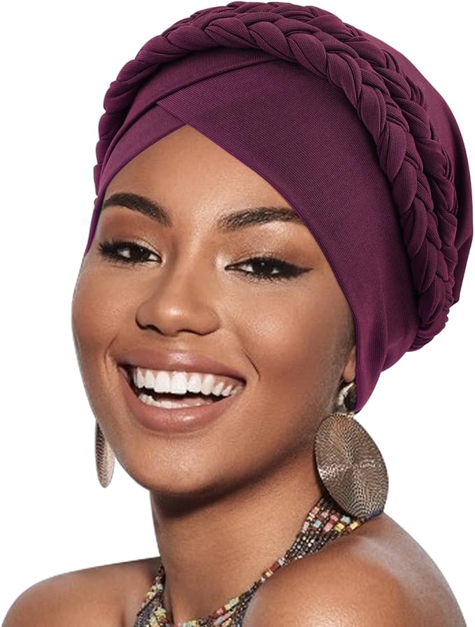 African Women Turban Caps Beanie Twist Headscarf Pre-Tied Double Twisted Braid Hair Cover Wrap Hat Chemo Cancer Cap