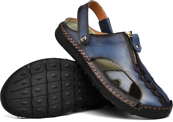 Shaire Men'S Sandals Outdoor Leather Closed Toe Beach Shoes