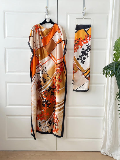 Moo Moos for Women Kaftan Dresses+Scarf for Women Plus Size Bathing Suit Cover up Caftan Maxi Beach Dresses