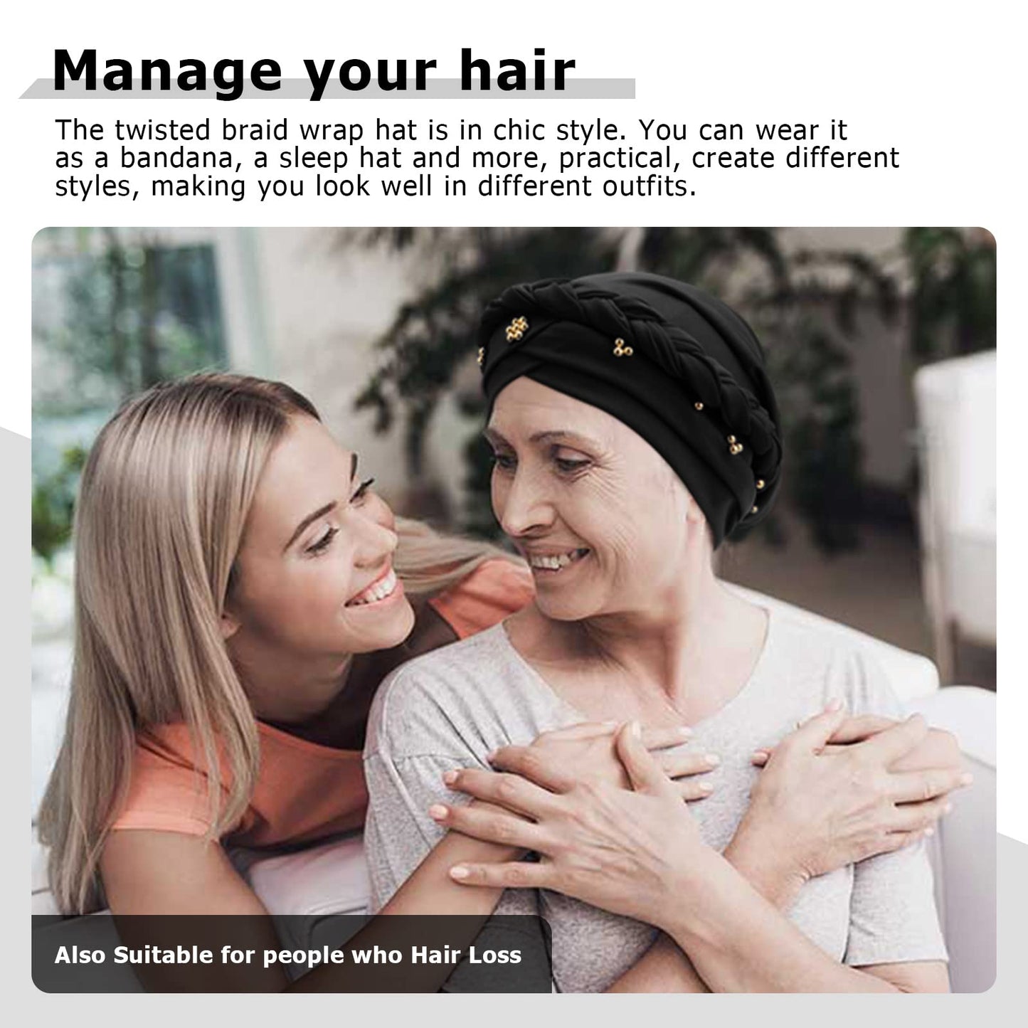 African Women Turban Caps Pre-Tied Twisted Turbans Head Scarf for Women Hair Wraps Cover Beanie Cancer Chemo Headwear
