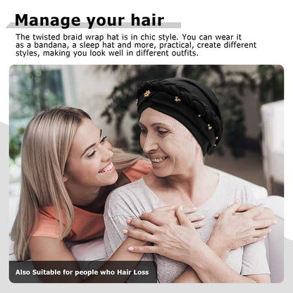 African Women Turban Caps Pre-Tied Twisted Turbans Head Scarf for Women Hair Wraps Cover Beanie Cancer Chemo Headwear