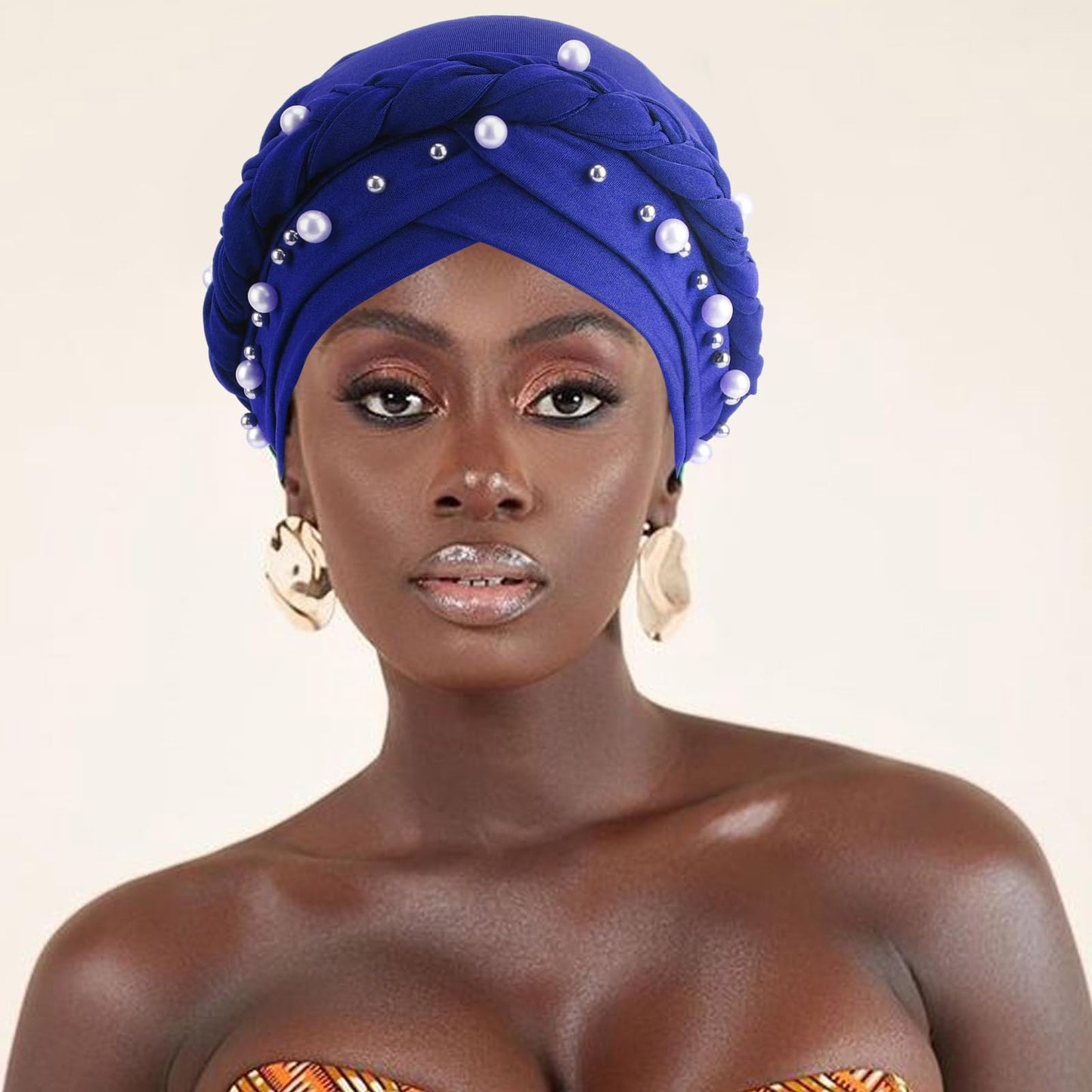 African Women Turban Caps Pre-Tied Twisted Turbans Head Scarf for Women Hair Wraps Cover Beanie Cancer Chemo Headwear