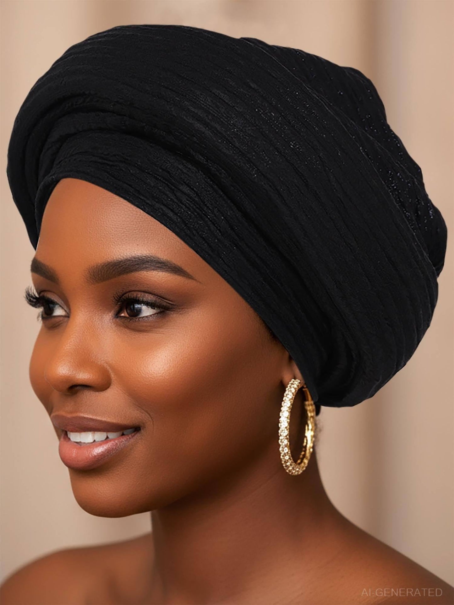 Woeoe African Head Wraps for Black Women Gold Pre Tied Headdress Wedding Turban Hats