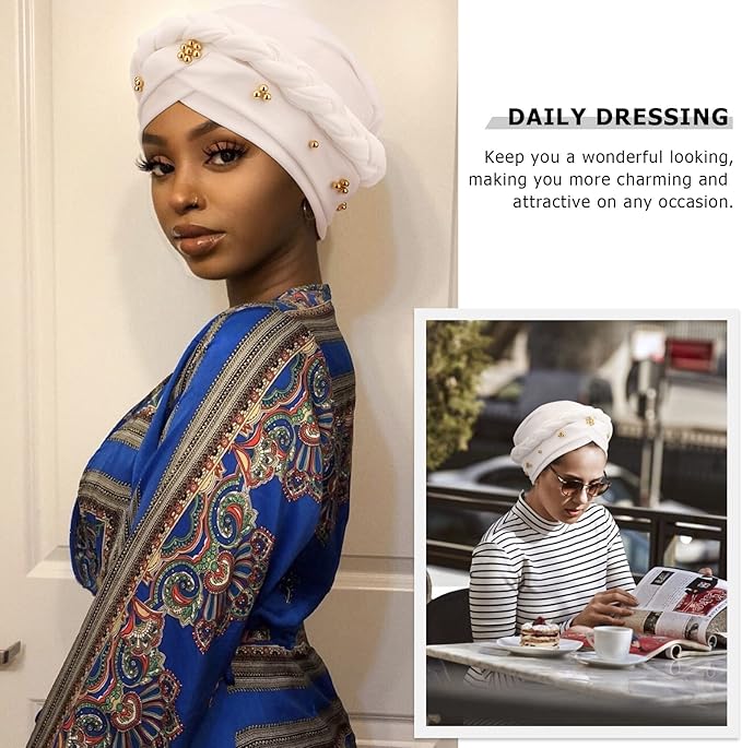 African Women Turban Caps Pre-Tied Twisted Turbans Head Scarf for Women Hair Wraps Cover Beanie Cancer Chemo Headwear