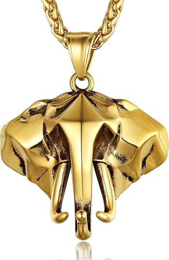 GOLDCHIC JEWELRY Africa Map Necklace for Men, Stainless Steel African Tribal/Egyptian Eye of Horus/I LOVE AFRICA/Elephant Map Hiphop Jewelry Unisex with 22'+2'Adjustable Chain