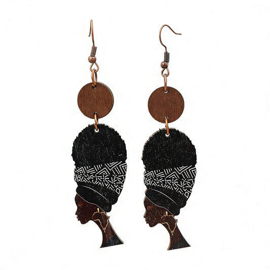 Bohemia Natural Wooden African Earrings for Women Black History African Map Earrings Ethnic Style Juneteenth Celebration Jewelry