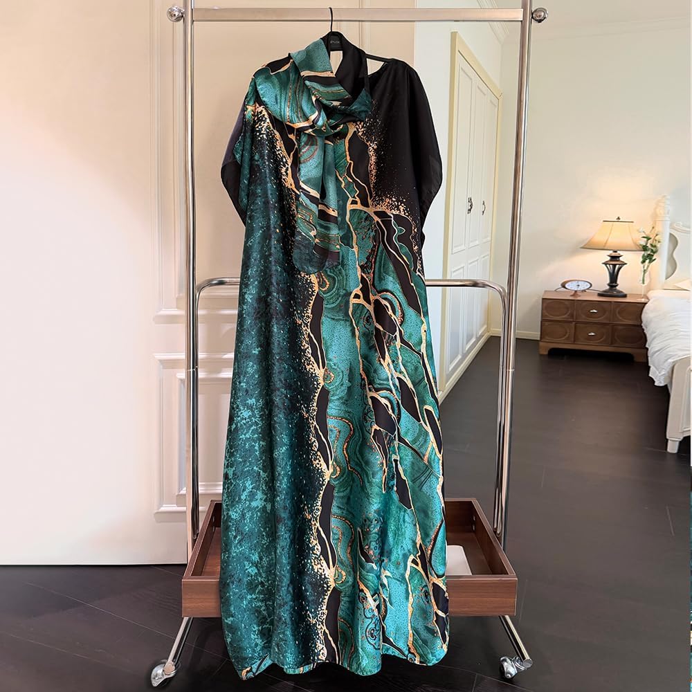 Moo Moos for Women Kaftan Dresses+Scarf for Women Plus Size Bathing Suit Cover up Caftan Maxi Beach Dresses