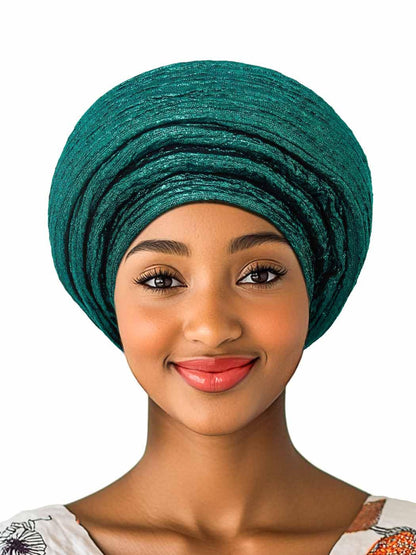 Woeoe African Head Wraps for Black Women Gold Pre Tied Headdress Wedding Turban Hats