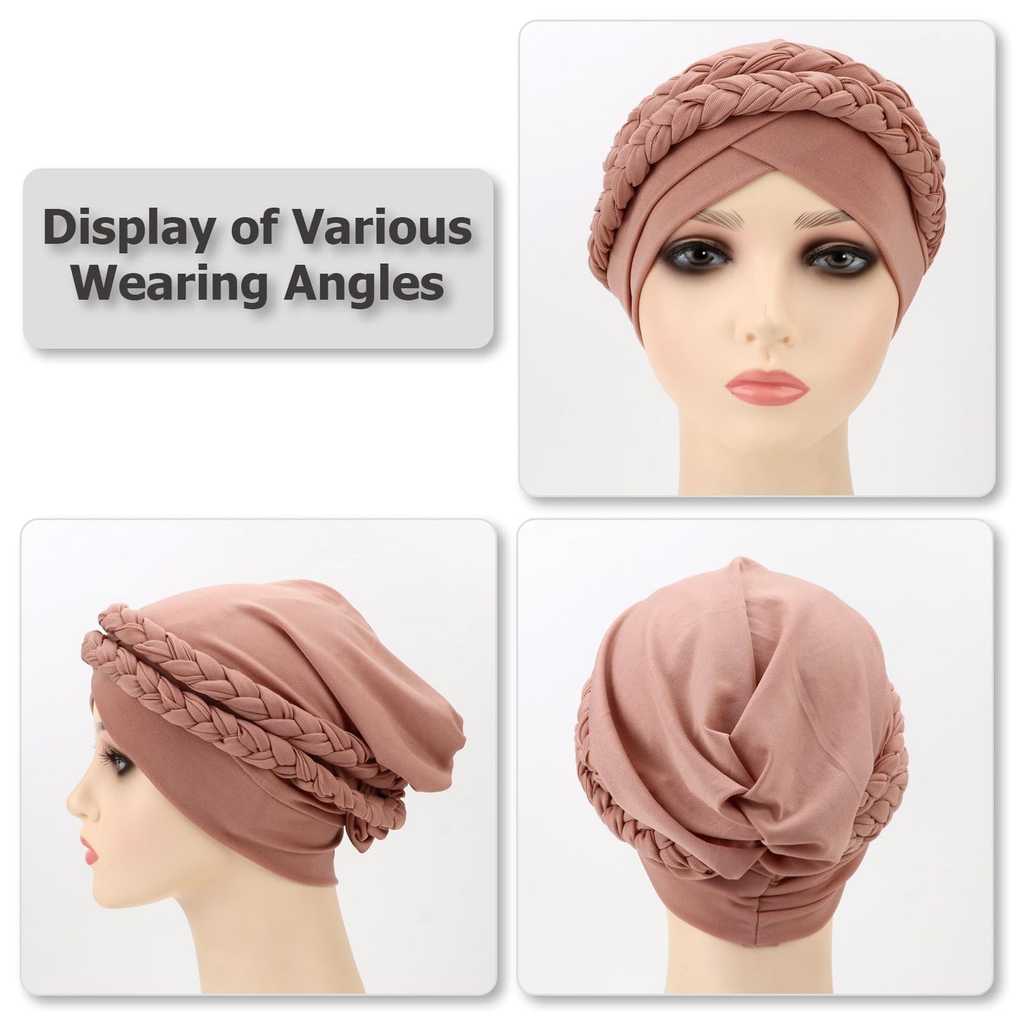 African Women Turban Caps Pre-Tied Twisted Turbans Head Scarf for Women Hair Wraps Cover Beanie Cancer Chemo Headwear