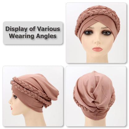 African Women Turban Caps Pre-Tied Twisted Turbans Head Scarf for Women Hair Wraps Cover Beanie Cancer Chemo Headwear