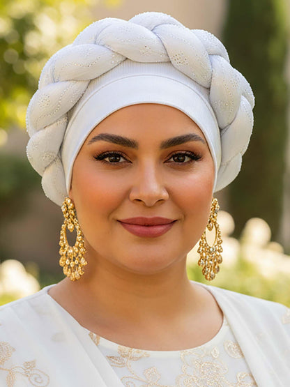 Woeoe African Headwrap Gold Braided Turbans for Women