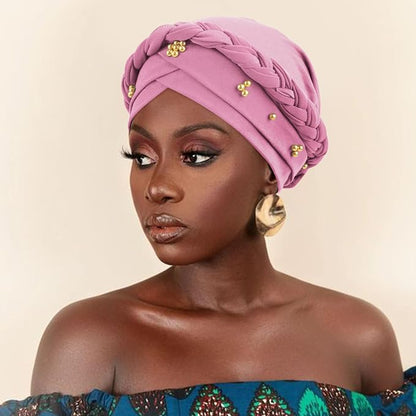 African Women Turban Caps Pre-Tied Twisted Turbans Head Scarf for Women Hair Wraps Cover Beanie Cancer Chemo Headwear